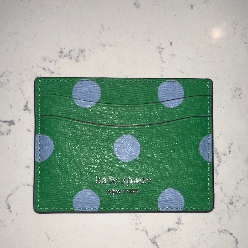 Kate Spade Green and Blue Dot Card Holder
